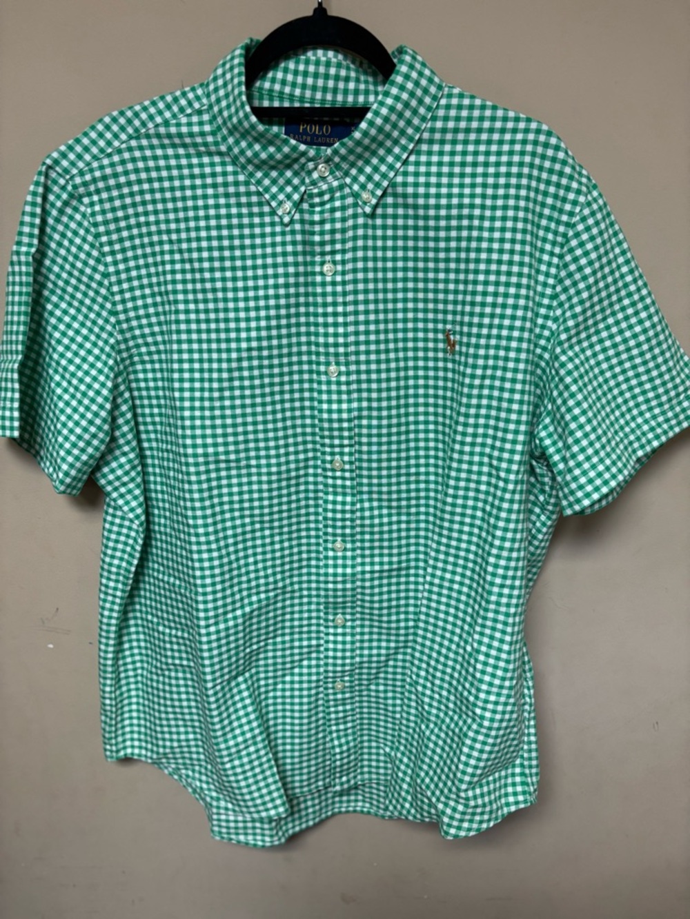 Polo Ralph Lauren Green Gingham Short-Sleeve Button-Down Shirt XL